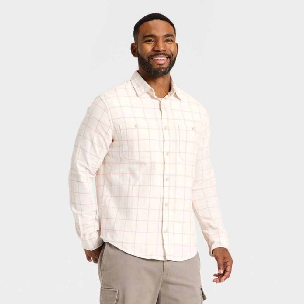 Goodfellow & Co - Men's Long Sleeve Flannel Shirt - Goodfellow & Co  Cream
